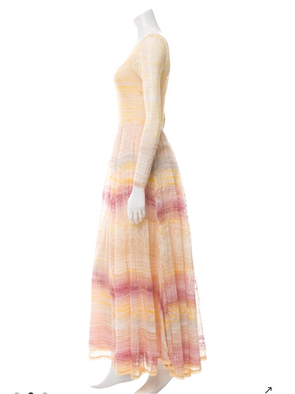 Missoni Orange Label Striped Long-Sleeve Maxi Dress in Peach, Pink and Yellow - Picture 3 of 5